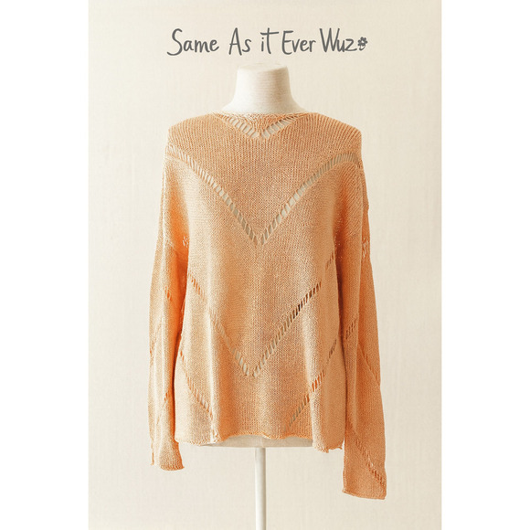 Cato XL Peach Open Knit Sweater NWT Crochet Boho Quiet Luxury Coastal Resort Top - Picture 2 of 15